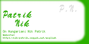 patrik nik business card